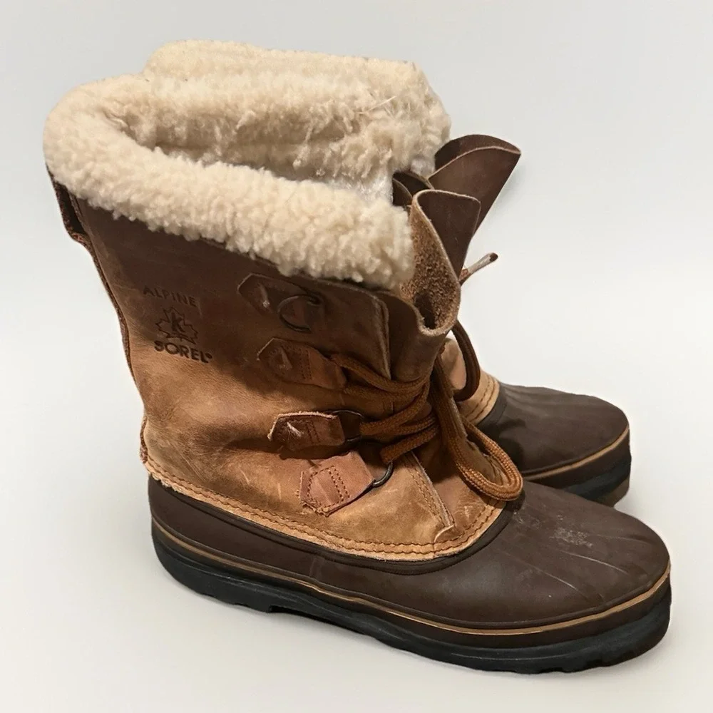 Sorel Alpine Boots Brown size 9 Mid Calf Insulated Waterproof Winter Snow Boot